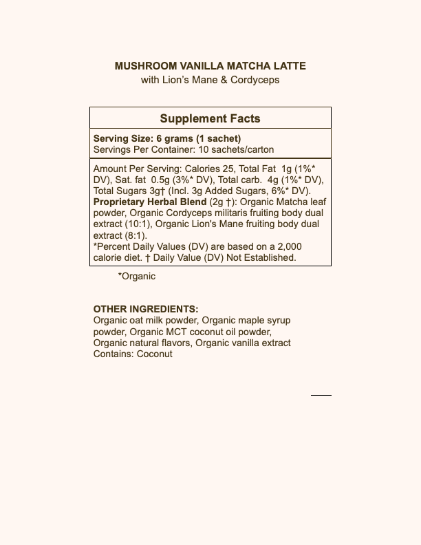 Wooden Spoon Herbs | Mushroom Vanilla Matcha Latte