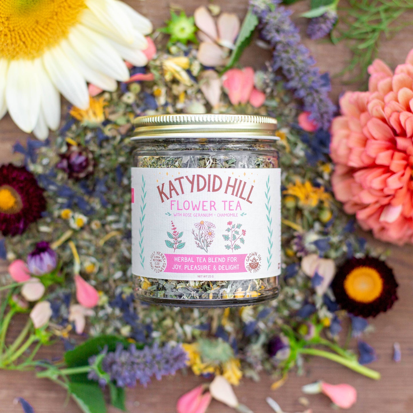 Katydid Hill Farm Flower Tea - Herbal tea for Joy, Pleasure & Delight