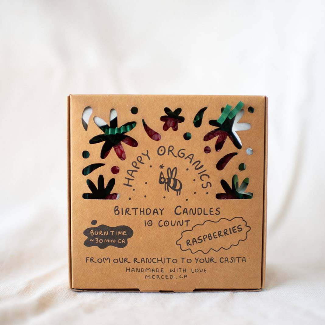 Happy Organics | Beeswax Raspberry Birthday Candles