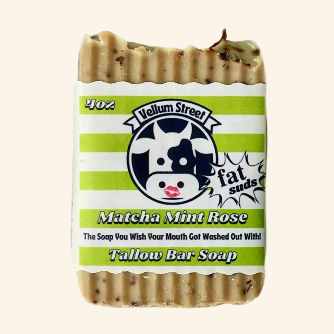 Vellum Street Matcha Mint Rose Tallow Soap