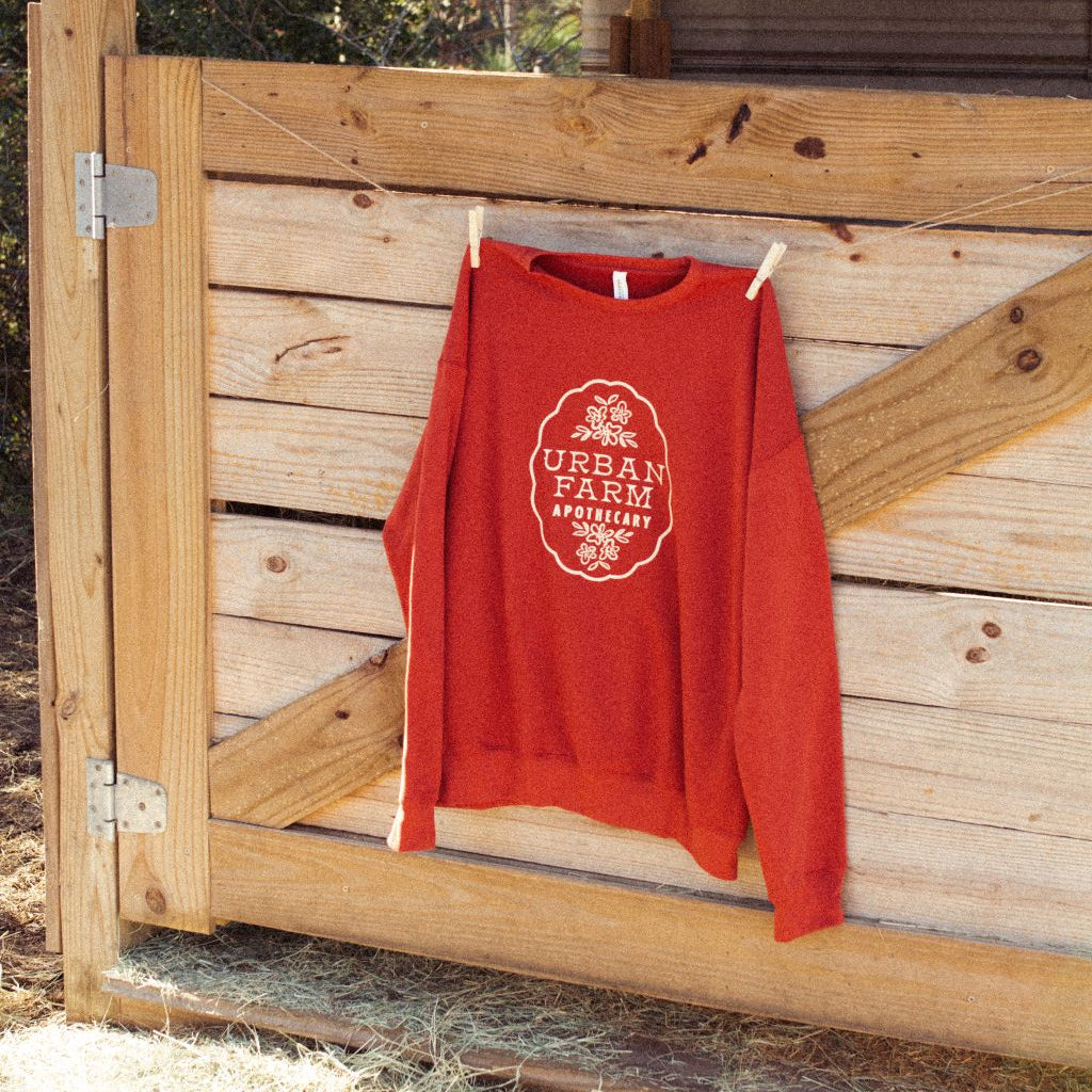 Urban Farm Apothecary Crewneck Sweatshirt | Brick Red