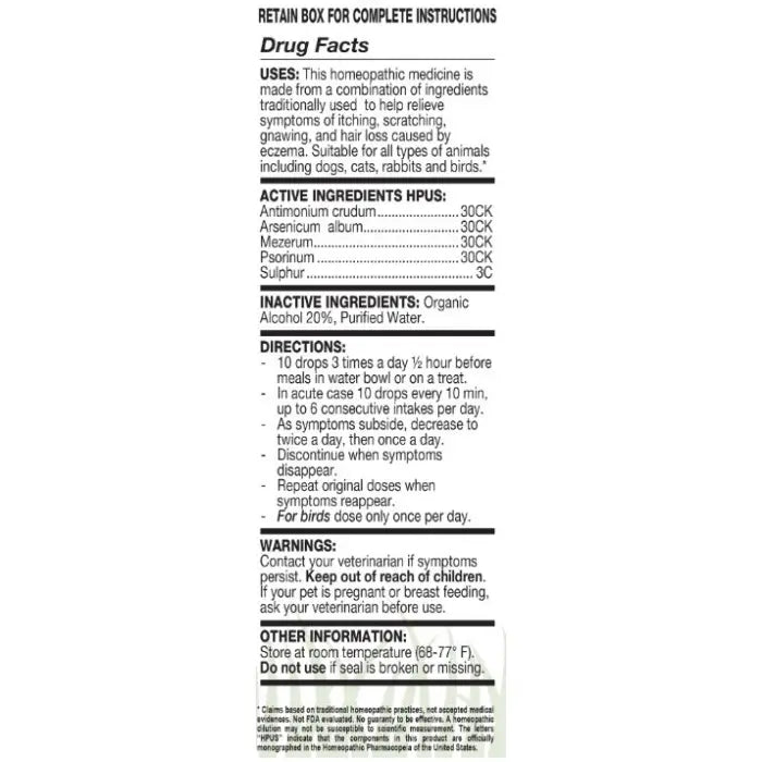 Ollopets Eczema - Homeopathic Drops for Pets