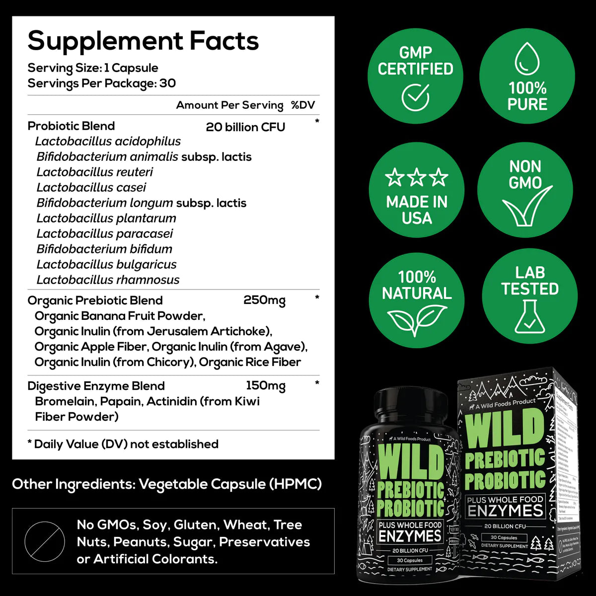 Wild Foods Wild Prebiotic & Probiotic Enzyme Capsules