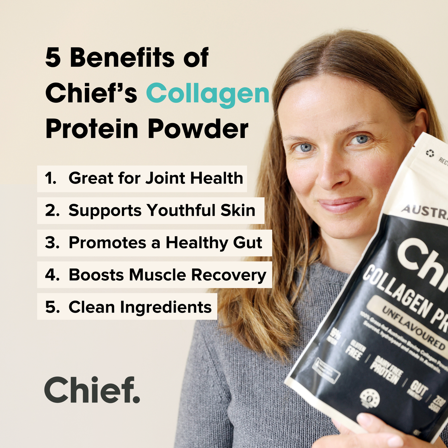 Chief Nutrition | Unflavored Collagen Protein Powder