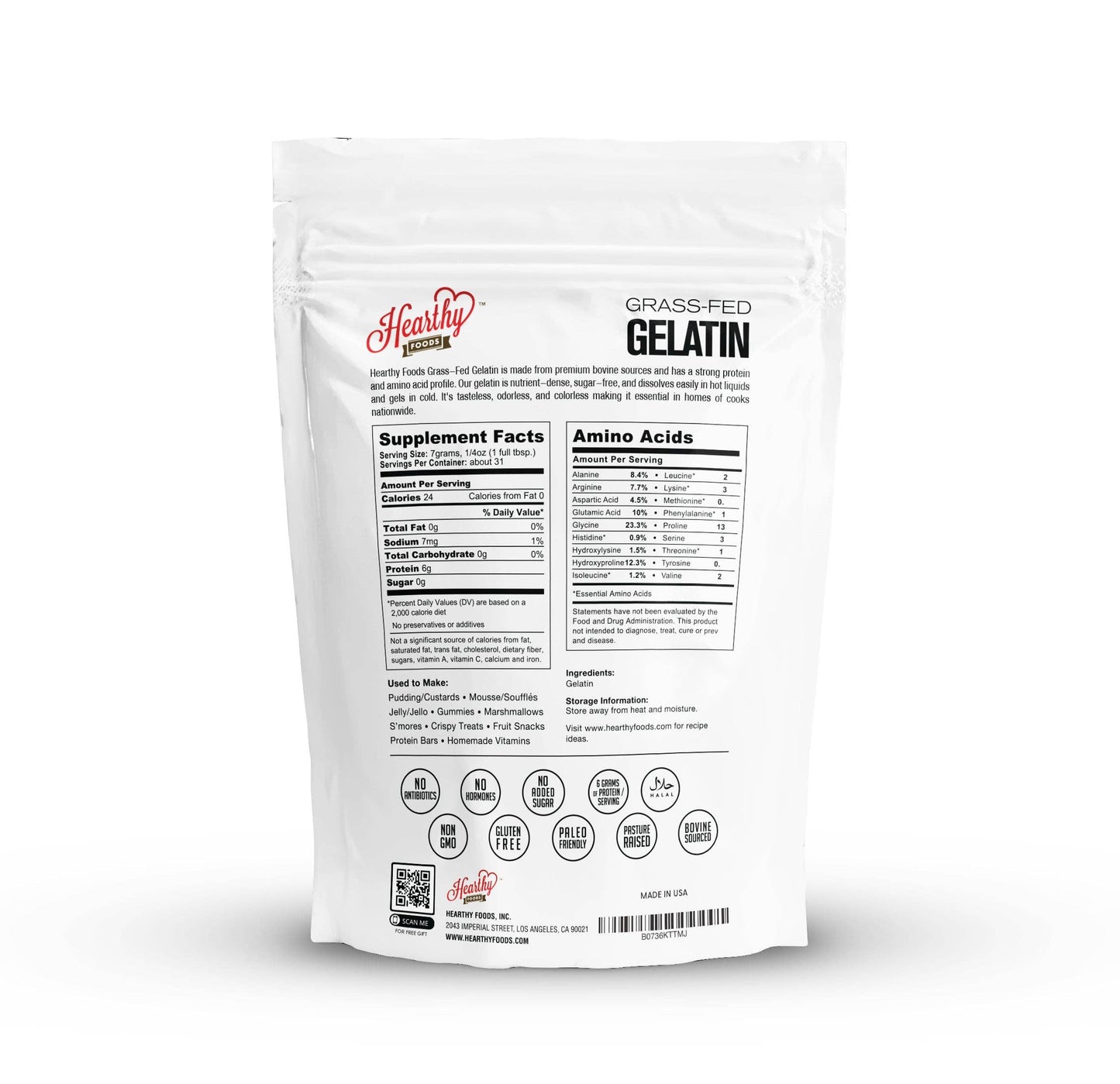 Hearthy Foods | Grass-Fed Gelatin Powder