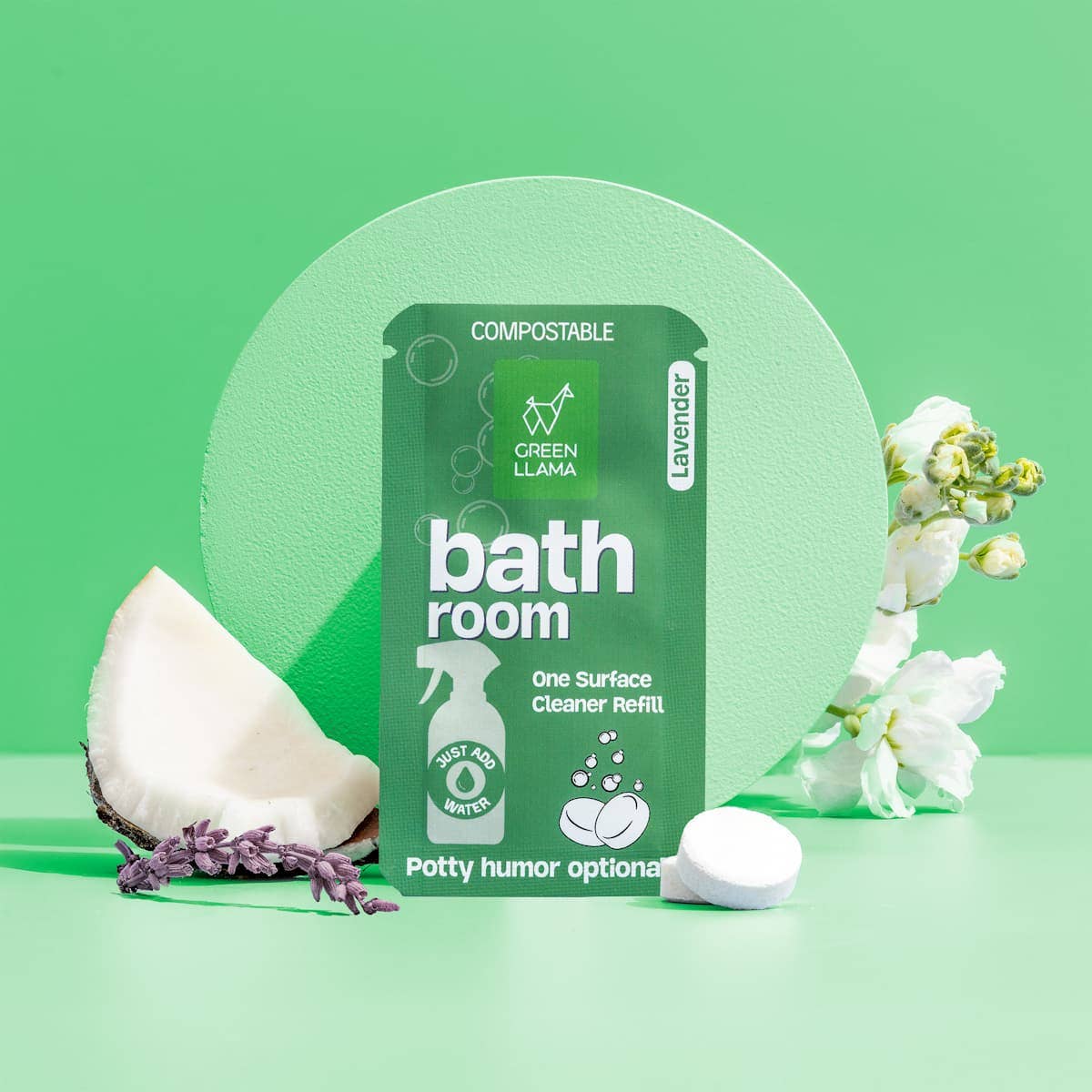 Green Llama | Bathroom Cleaner Tablets | Lavender (single pouch)
