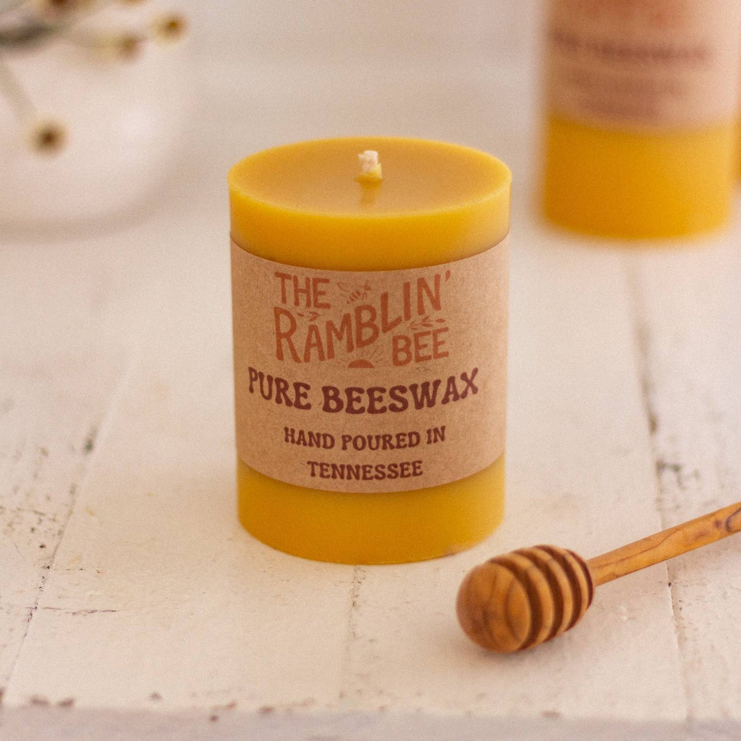 The Ramblin' Bee | Beeswax Pillar Candle