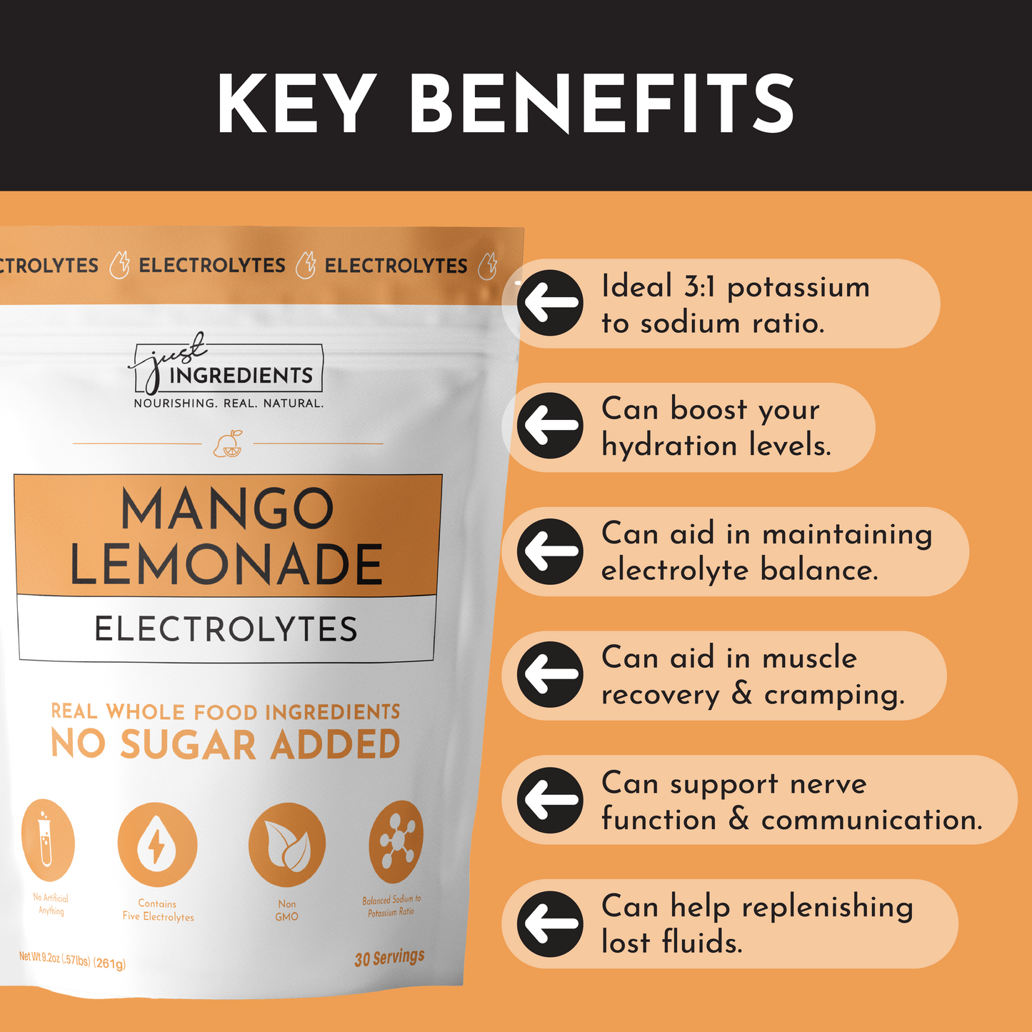 Just Ingredients | Mango Lemonade Electrolytes