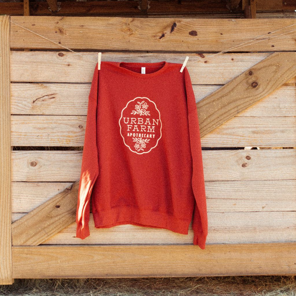 Urban Farm Apothecary Crewneck Sweatshirt | Brick Red