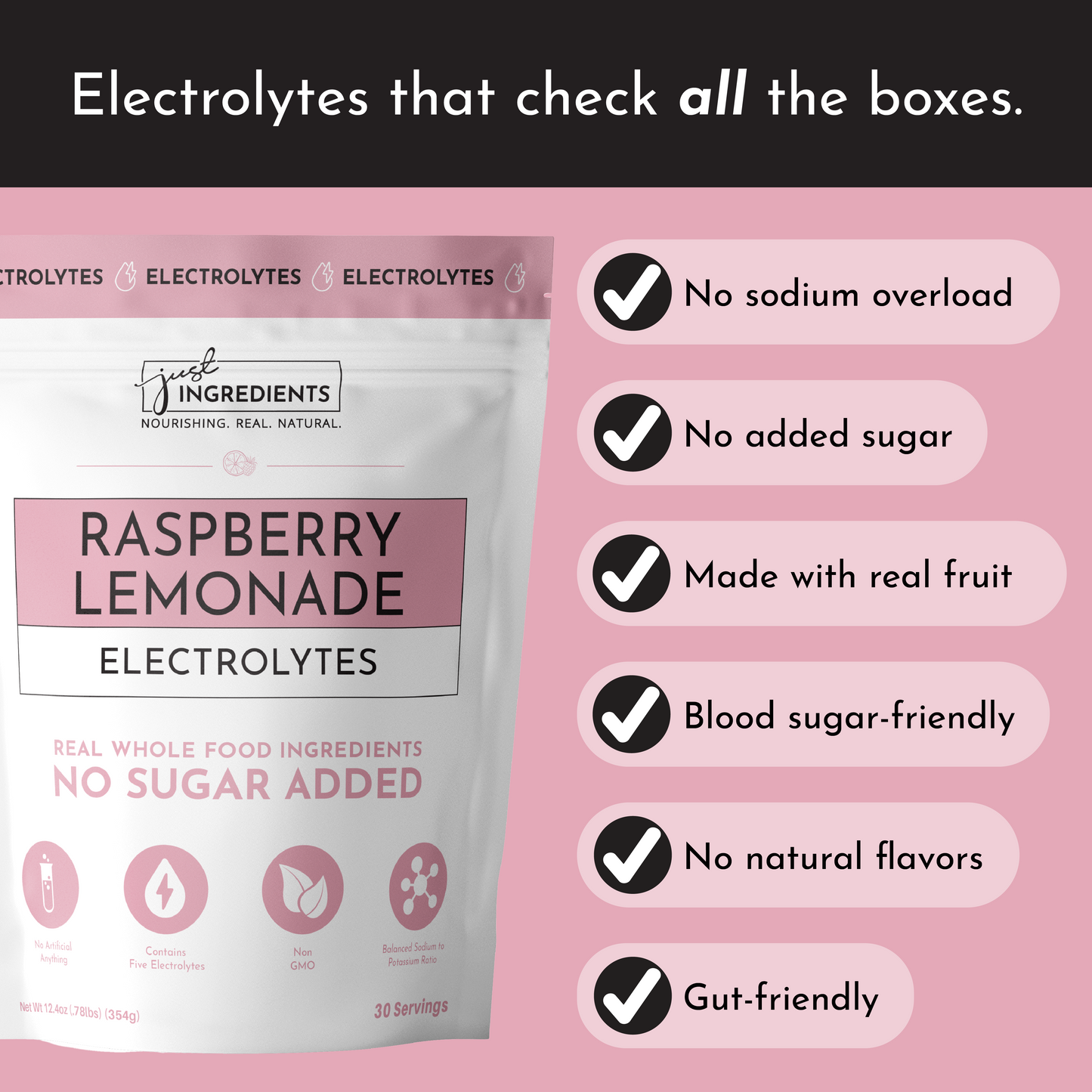 Just Ingredients | Raspberry Lemonade Electrolytes