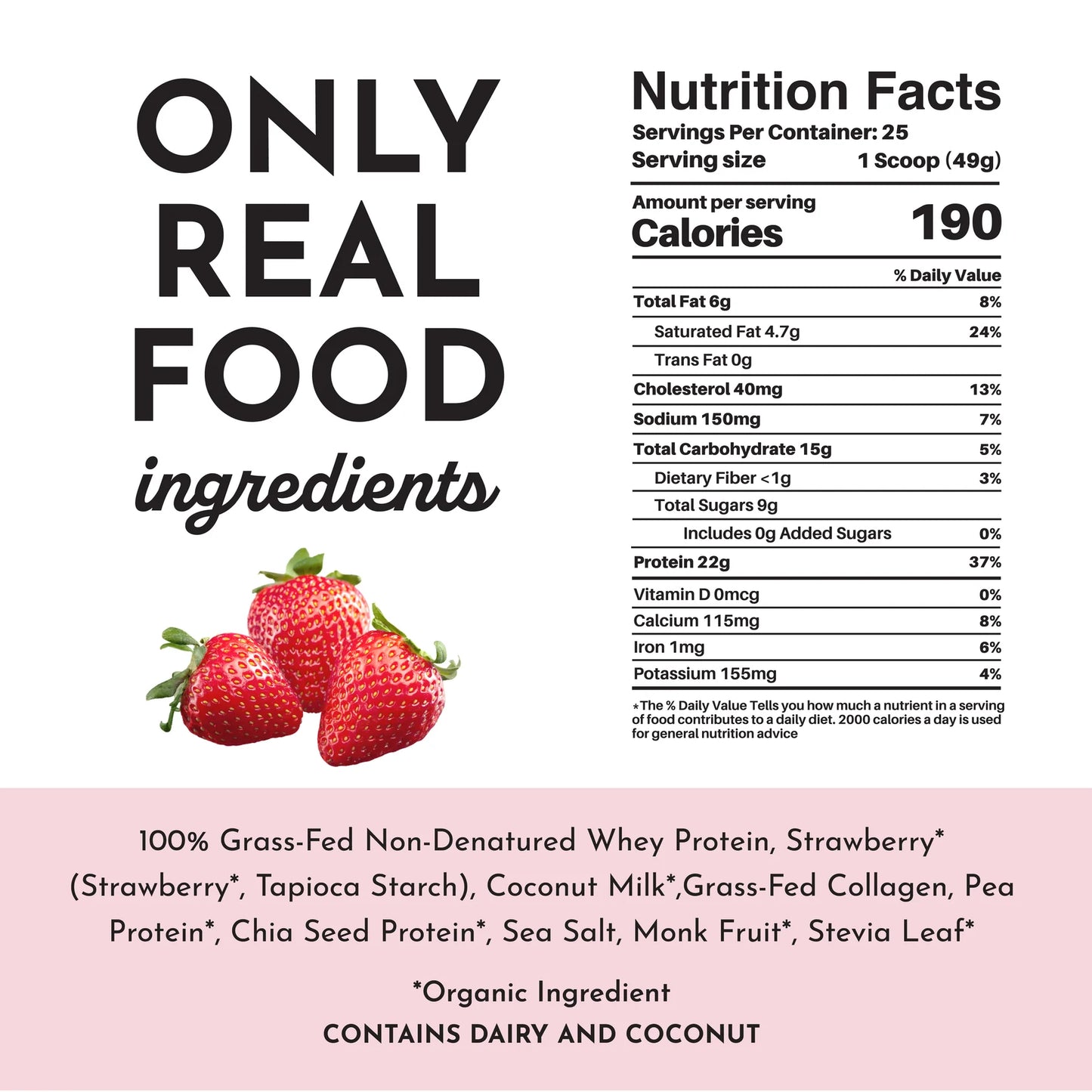 Just Ingredients Protein Powder: Strawberries & Cream