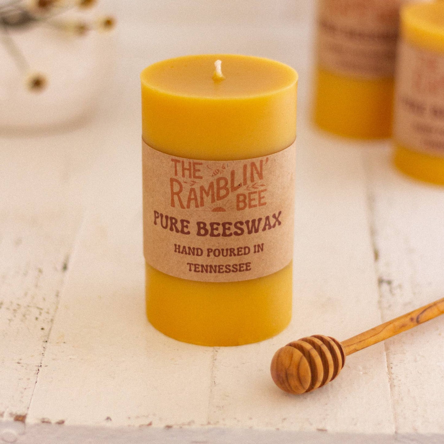 The Ramblin' Bee | Beeswax Pillar Candle