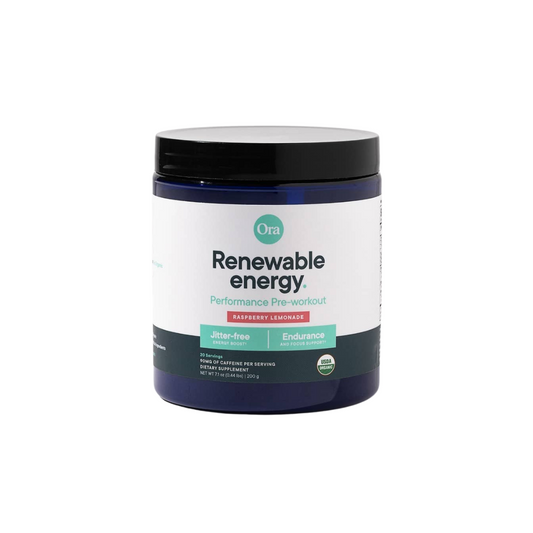 Ora Renewable Energy Pre-Workout Powder - Raspberry Lemonade - 20 servings