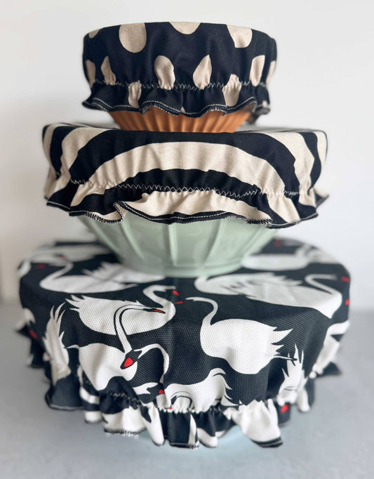 Dot and Army | Birds of a Feather Reusable Fabric Bowl Covers - set of three