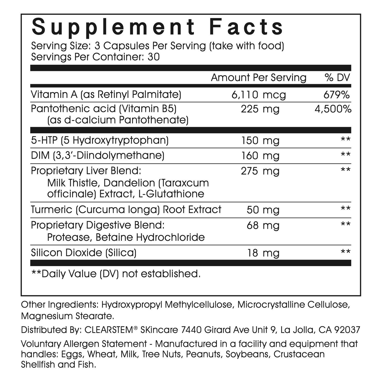 CLEARSTEM Skincare MINDBODYSKIN™ Vitamin Supplement